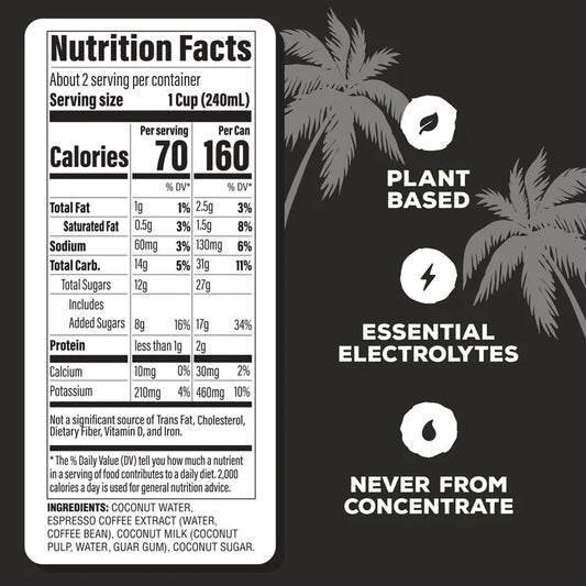 Nutrition Information - Coconut Water with Espresso