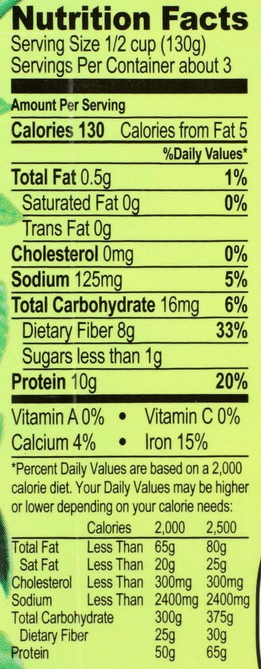 Nutrition Information - Organic Low Sodium Kidney Beans