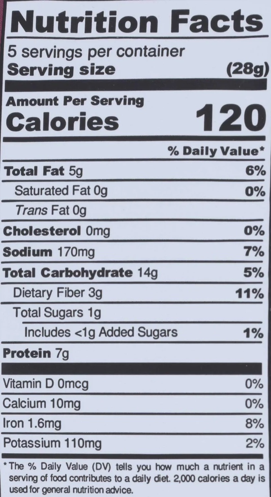 Nutrition Information - Caramelized Onion Protein Puffs