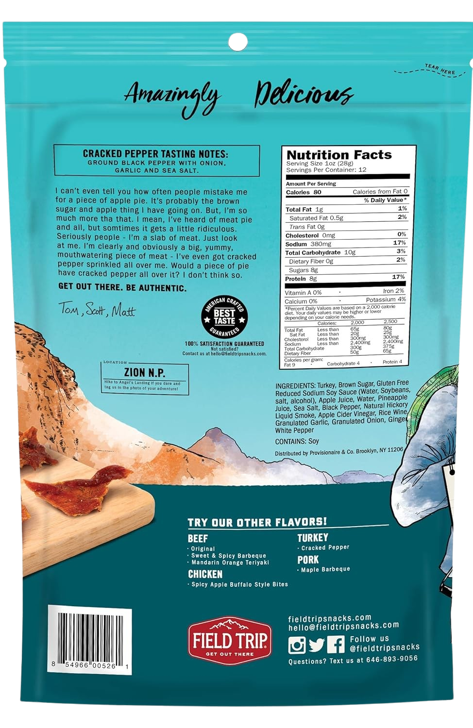 Field Trip Cracked Pepper Turkey Jerky Martie