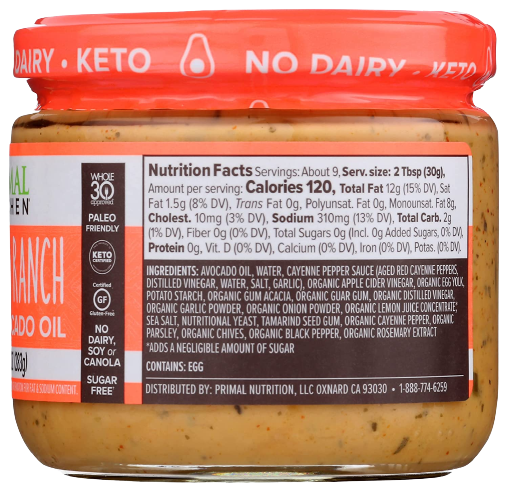 Nutrition Information - Buffalo Ranch Dipping Sauce