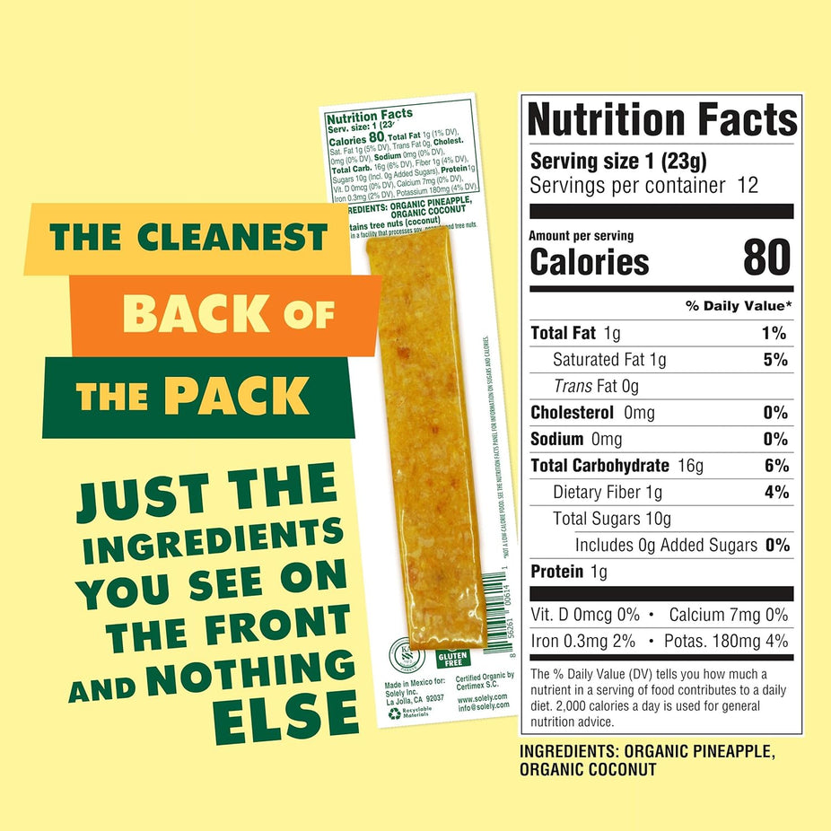 Organic Pineapple with Coconut Fruit Jerky (12 Pack)