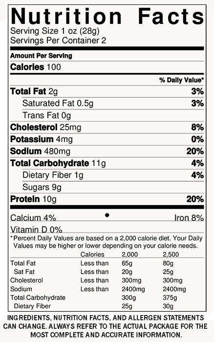 Nutrition Information - Everything Bagel Beef Jerky