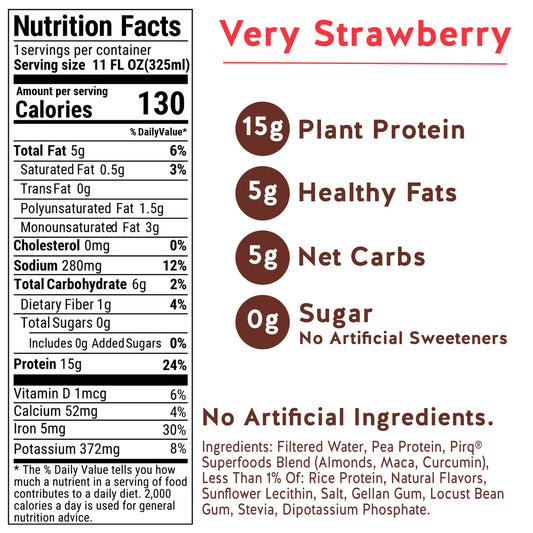 Nutrition Information - Plant Based Protein Shake Strawberry (4 Pack)