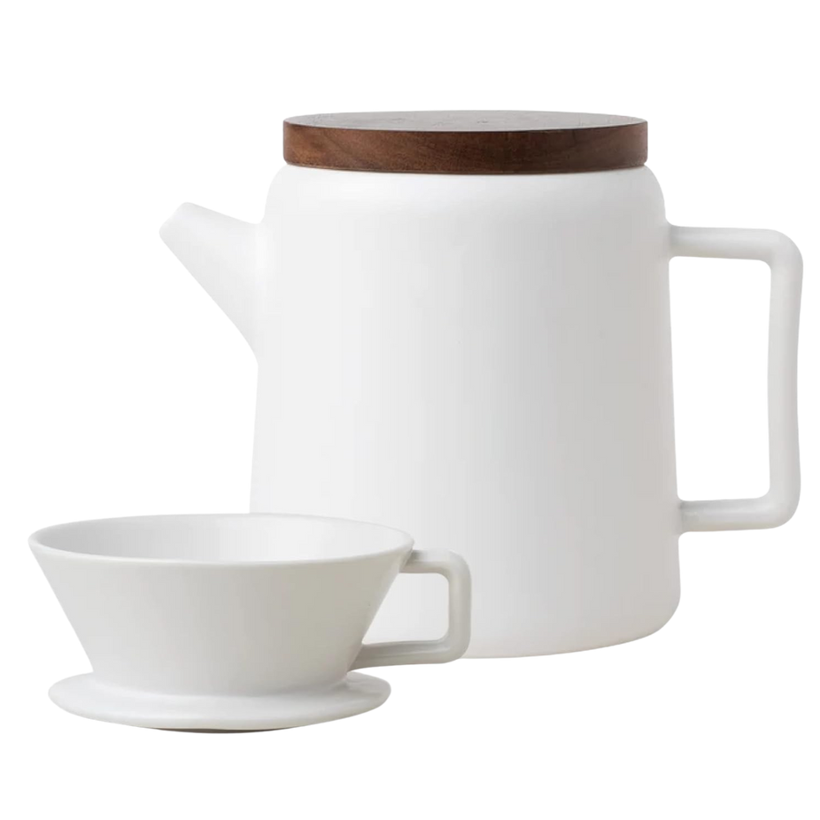 Ceramic Pour Over Serving Pot - White