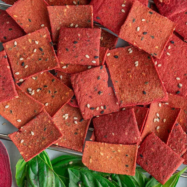 Skinny Thin Beet & Onion Crackers
