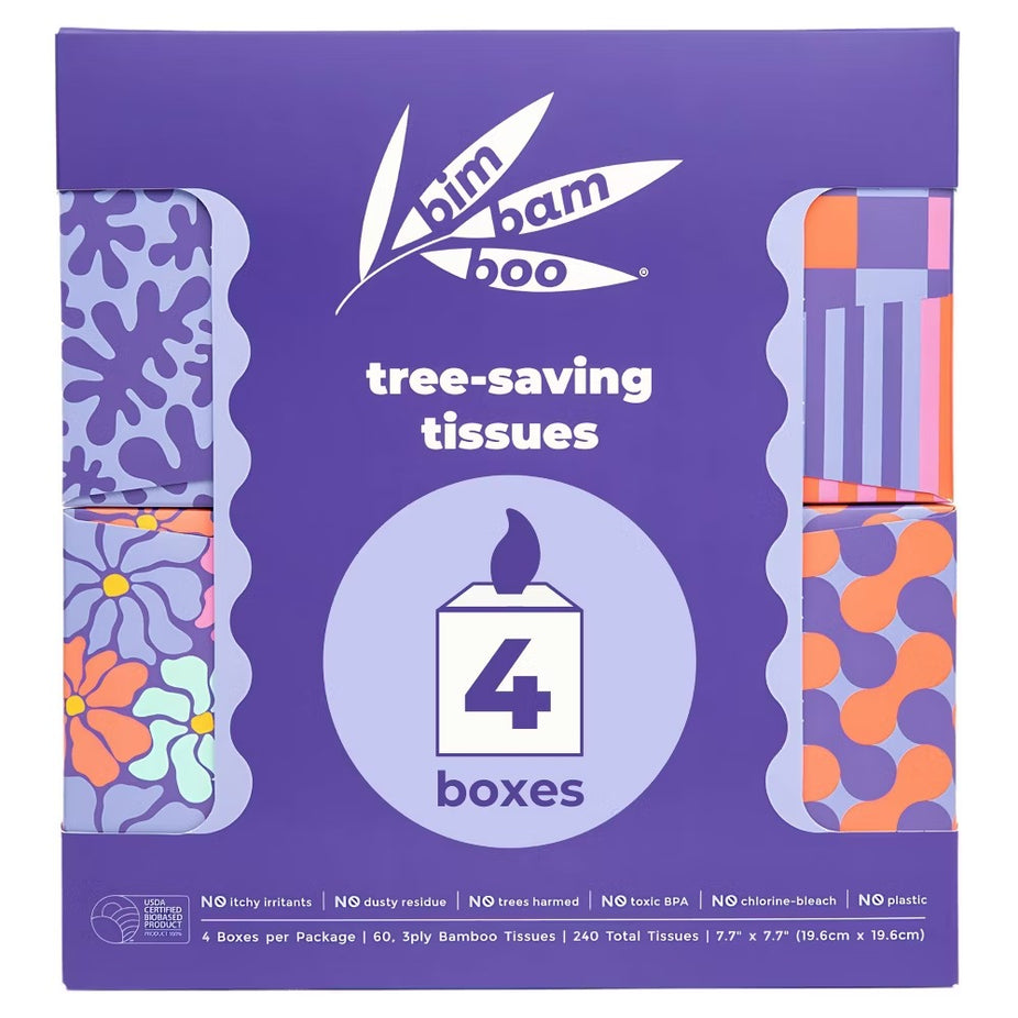 Facial Tissue Cube (4 CT) Ultra Soft 3-Ply Bamboo
