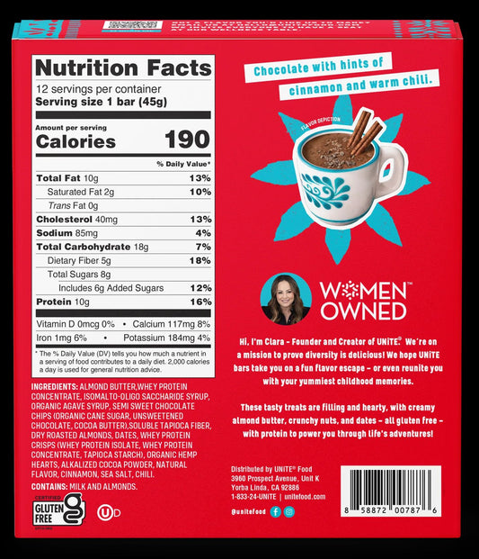 Nutrition Information - Mexican Hot Chocolate Protein Bar (12 CT)