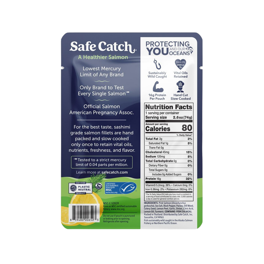 Citrus Dill Skinless & Boneless Wild Pacific Pink Salmon (12 Pack)