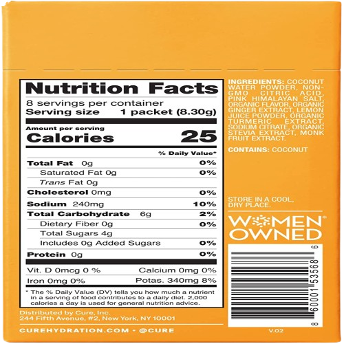 Nutrition Information - Ginger Turmeric Electrolyte Mix