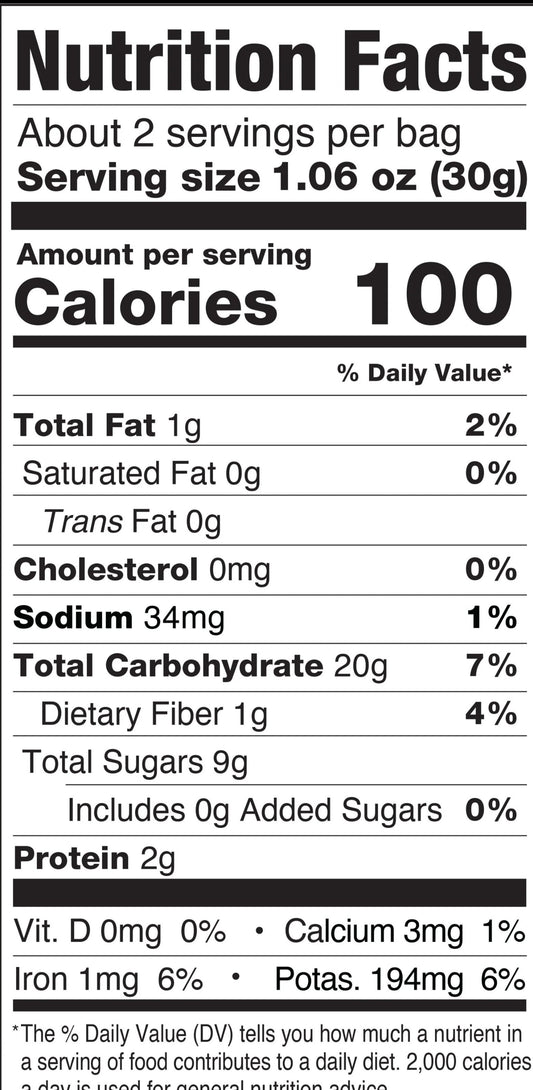 Nutrition Information - Salted Olive Oil Plantain Chips