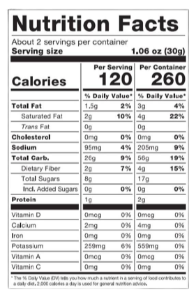 Nutrition Information - Chili Spiced Plantain Chips