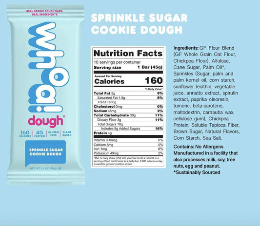 Whoa Dough Sprinkle Sugar Cookie Dough Bar (10 Pack) – Martie