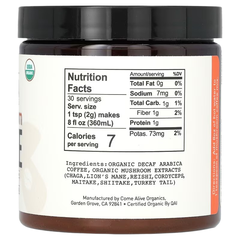 Decaf Mushroom Coffee with 7 Superfood Mushrooms