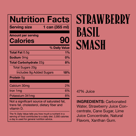 Nutrition Information - NA Sparkling Strawberry Basil Smash (4 Pack)