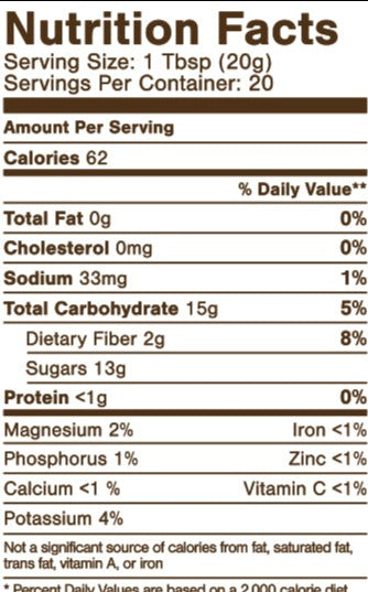 Nutrition Information - Date Syrup