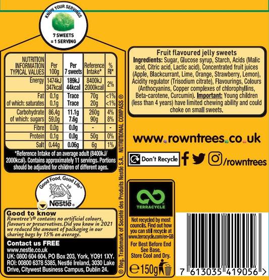 Nutrition Information - Jelly Tots Pouch