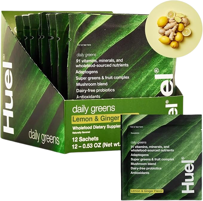 Daily Greens Superfood Drink - Lemon And Ginger (12 CT)