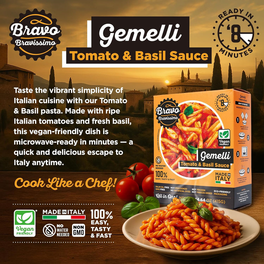 Gemelli RTE Tomato & Basil Pasta