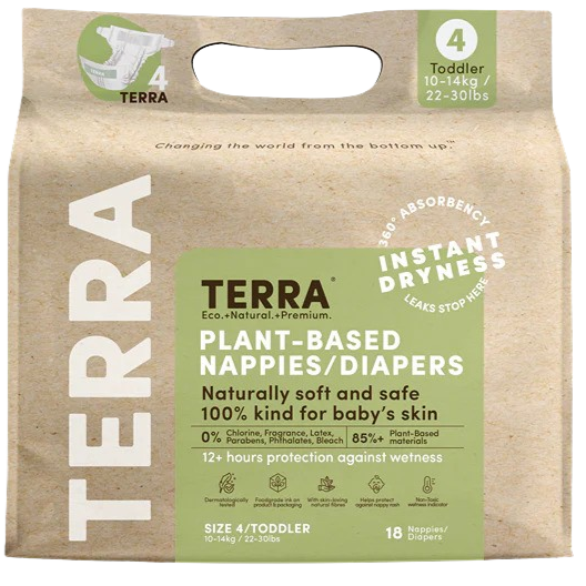 Plant Based Toddler Diaper Size 4, 18CT