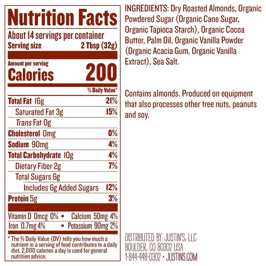 Nutrition Information - Vanilla Almond Nut Butter