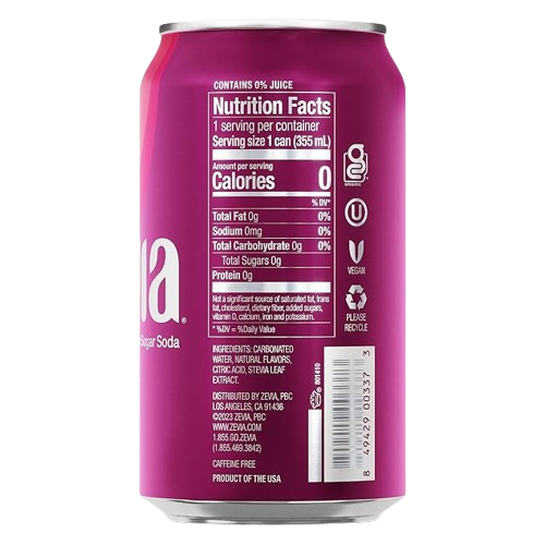 Nutrition Information - Black Cherry Zero Sugar Soda (6 Pack)
