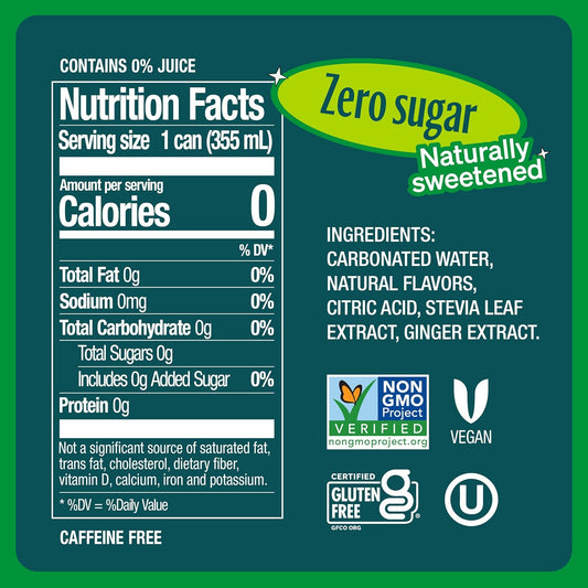Nutrition Information - Ginger Ale Zero Sugar Soda (6 Pack)