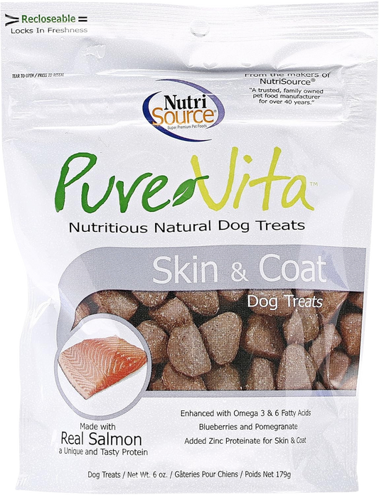 Pure Vita Skin & Coat Dog Treats - Made with Real Salmon