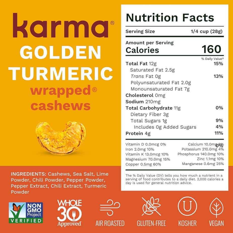 Golden Turmeric Wrapped Cashews
