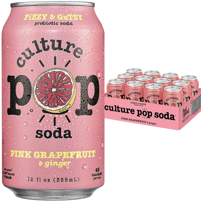 Pink Grapefruit & Ginger Probiotic Soda (12 Pack)