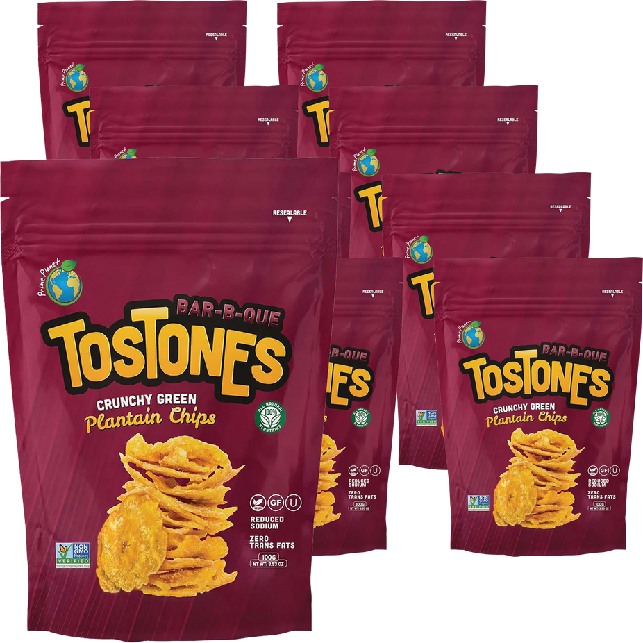 Bar B-Que Tostones Crunchy Green Plantain Chips (8 Pack)