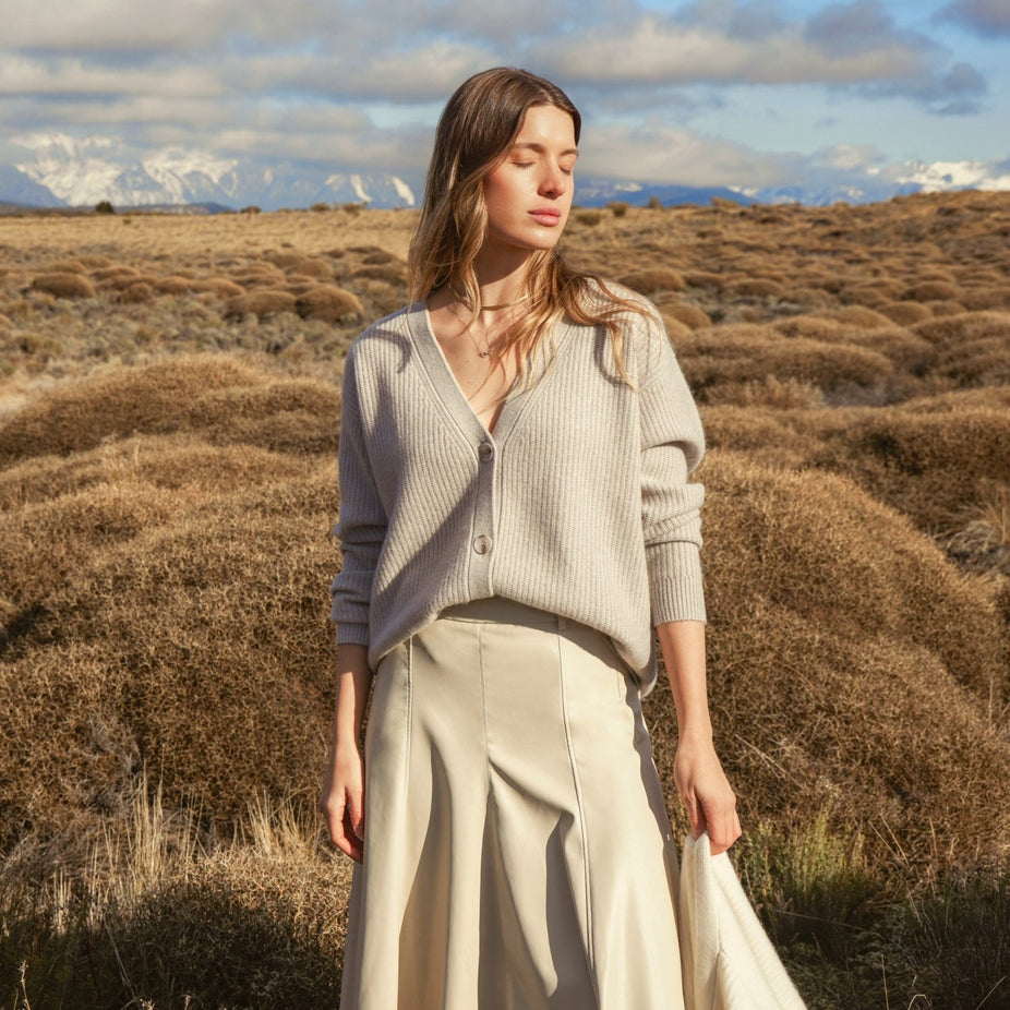 Billie Chunky Boyfriend Cashmere Cardigan