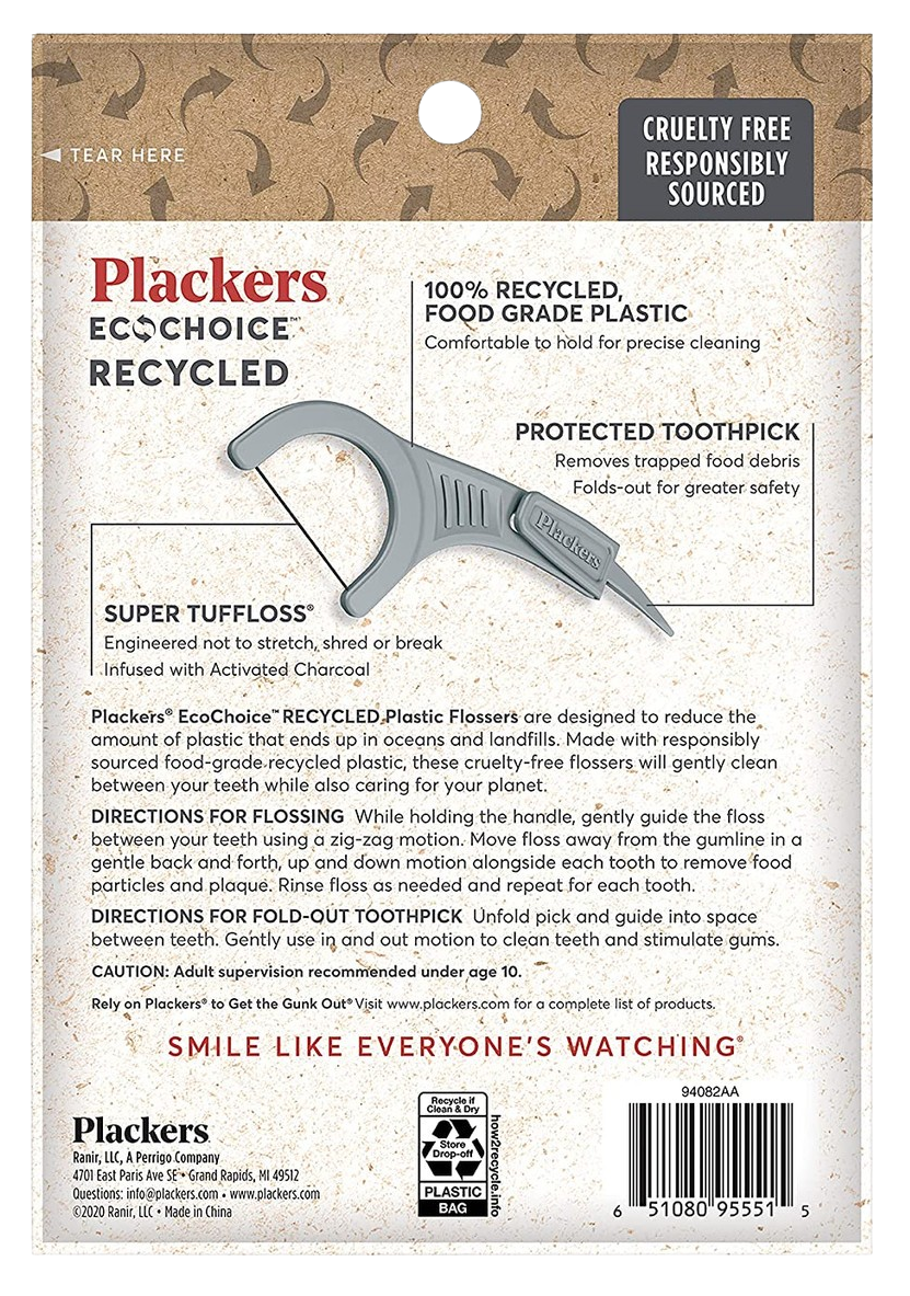 Ecochoice Activated Charcoal Recycled Dental Flossers (90 CT)