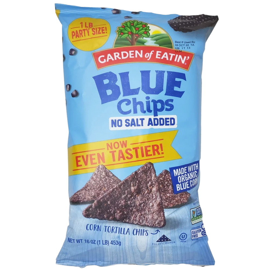 Party Size No Salt Added Blue Corn Tortilla Chips