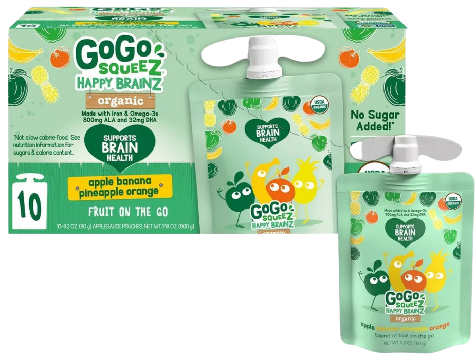 Organic Happy BrainZ Applesauce (10 Pack)