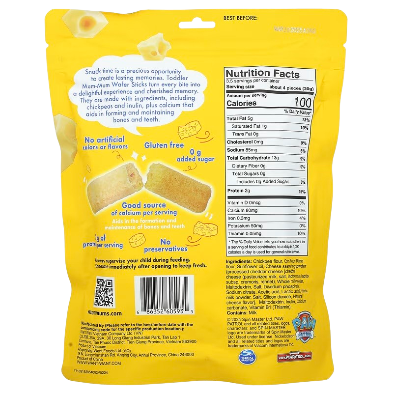 Paw Patrol Wafer Sticks Cheddar Cheese (6 Pack)