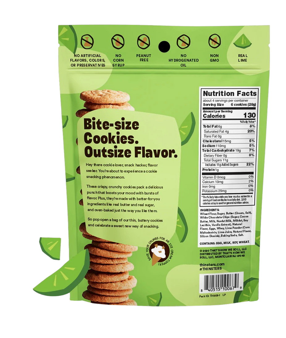 Cookie Thins Thinsters Variety Pack - Chocolate Chip, Toasted Coconut, Vanilla Bean, Key Lime Pie, Brownie Batter, Meyer Lemon (6 Pack)