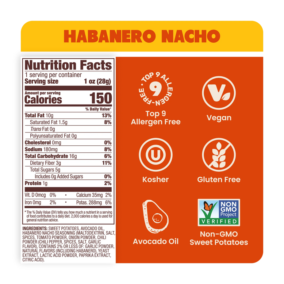 Habanero Nacho Sweet Potato Chips in Avocado Oil