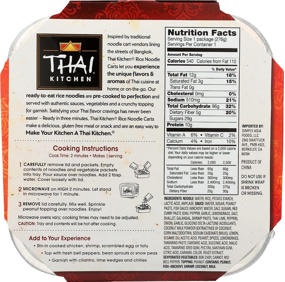 Pad Thai Peanut Rice Noodle Bowl