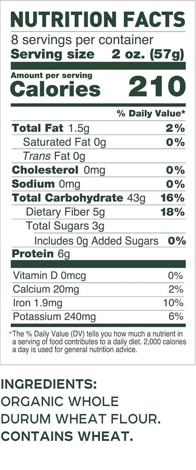 Organic Whole Wheat Fusilli Pasta
