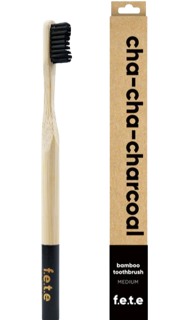 FETE Charcoal Medium Adult Bamboo Toothbrush – Martie