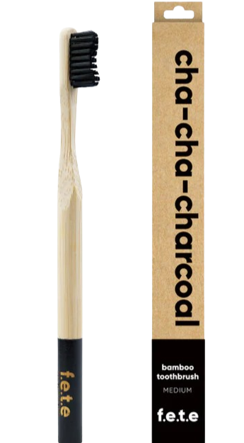 Charcoal Medium Adult Bamboo Toothbrush