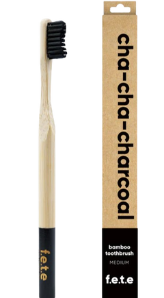 Charcoal Medium Adult Bamboo Toothbrush