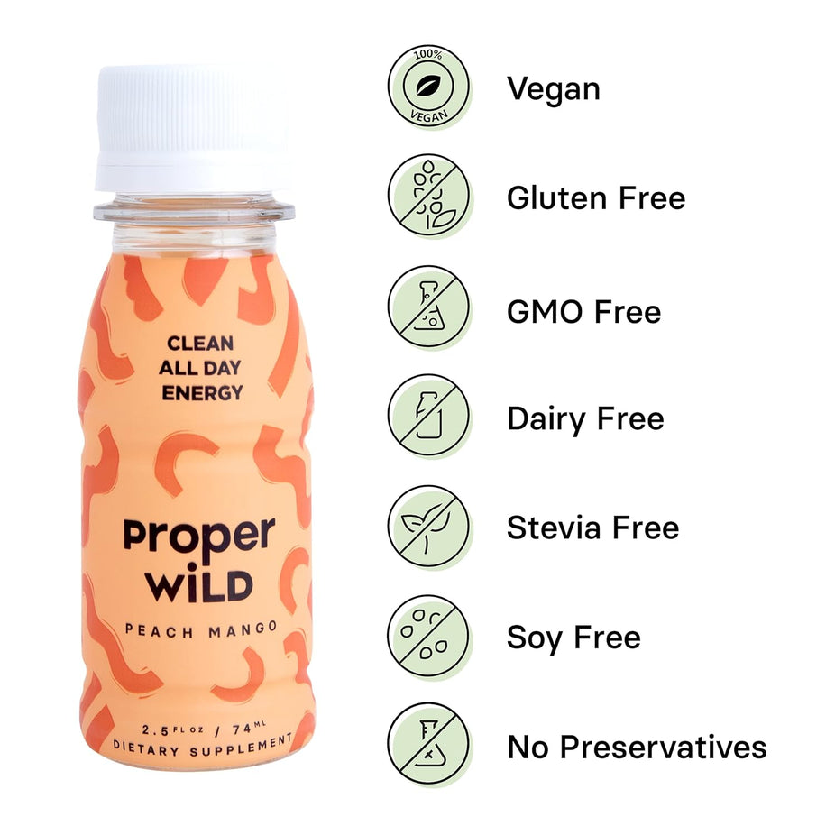 Clean All Day Energy Shots - Peach Mango (12 Pack)