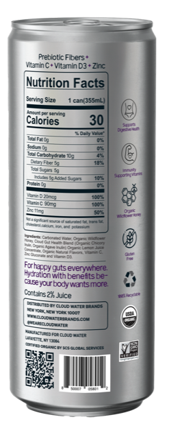 Immunity Organic Blackberry & Lemon & Rosemary Sparkling Water (12 Pack)