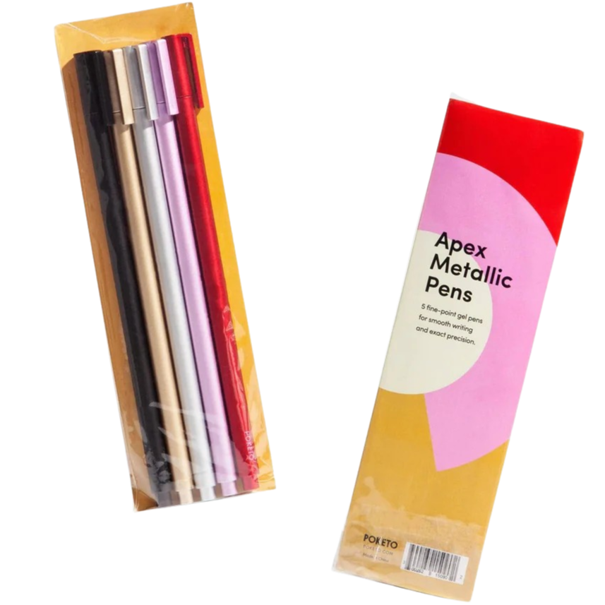 Apex Pens Pack in Metallic with black ink, Set of 5