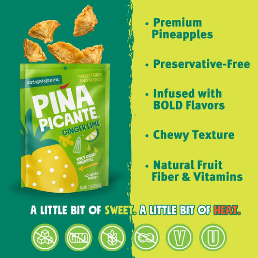 Dried Pineapple with Lime Ginger Pina Picante (12 Pack)