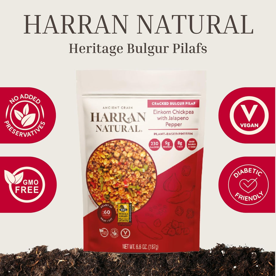 Einkorn Chickpea with Jalapeno Pepper Bulgur Wheat Pilaf