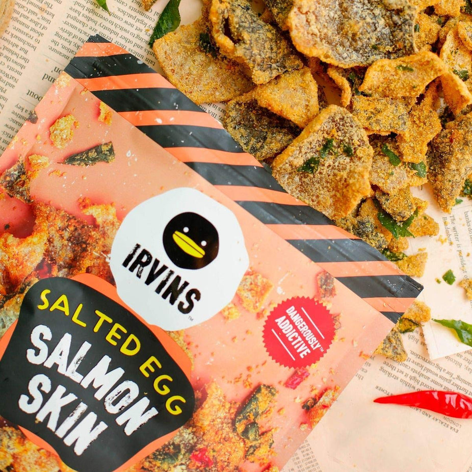 Spicy Salted Egg Salmon Skin