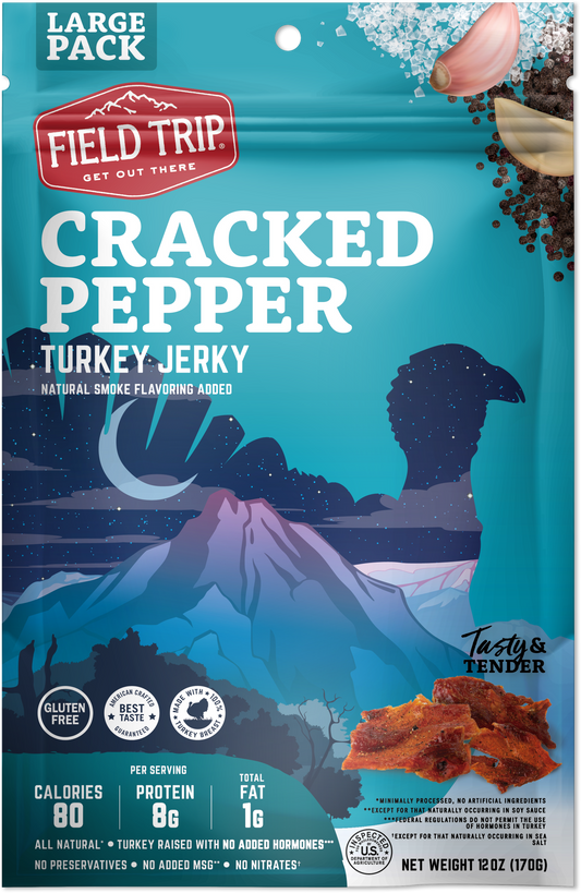 Cracked Pepper Turkey Jerky Bites (Large Pack) - Low Carb, Healthy High Protein Snacks